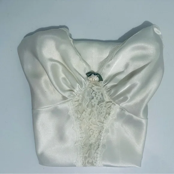 Vintage 1980’s Val Mode Lingerie Ivory White Lace Slip with Rose, Women Size XL - Picture 13 of 15